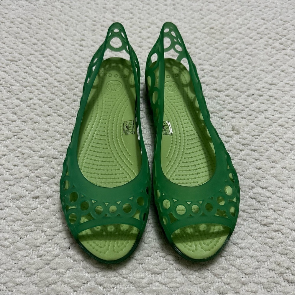 Crocs Adrina Ballet Flat Shoe Green Slip On Jelly Women’s Size 9
